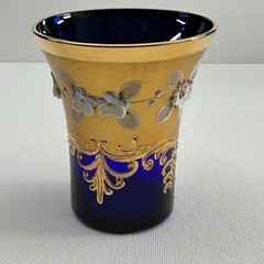 Murano Venetian Tumbler Cobalt Blue 24K Gold Vintage Art Glass