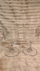 Antique EAPG owl & fan/ Parrot 1880s water goblet Richards and Hartley Pair (2)
