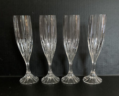 Vintage Mikasa PARK LANE Crystal Stemmed Champagne Flutes Toasting Glass Set 4