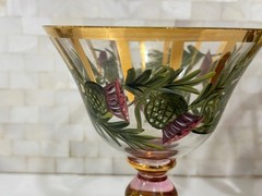 Mackenzie Childs Thistle Circus Sherbet Sorbet Champagne Glasses Set Of 2 New