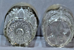 2 Early American Patterned Glass (EAPG) Tumbler, Gold Rimmed, Different Patterns