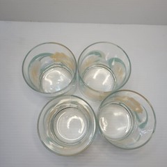 Culver Double Old Fasioned Rocks Glass Set Of 4 Pastel Floral Hibiscus vtg