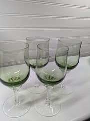 Set of 4 Vintage Jade/Green 6″ Wine Glasses