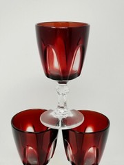 Set of 6 Vintage Cristal d’Arques Durand Gothic Ruby Red 3.25″ Wine/Shot Glasses