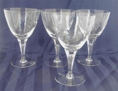 4 TIFFIN Franciscan Elmwood Classic Pattern Water Wine Goblets Glasses 6-3/8″