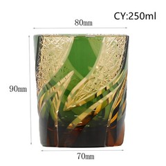 Cut Crystal Whiskey Glass Tumbler Edo Kiriko Drinkware Hand Cut Clear 9oz Red