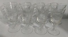 Set of 8 Crystal Mixed Clear Bar Glasses Perfect All Are 4″ Tall D 1.75″ & 2.75″