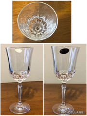 (6) 8 Ounce DePLOMB~DePLOMO USA 24% Lead Cut Crystal 8″ Pedestal GOBLETS – NEW