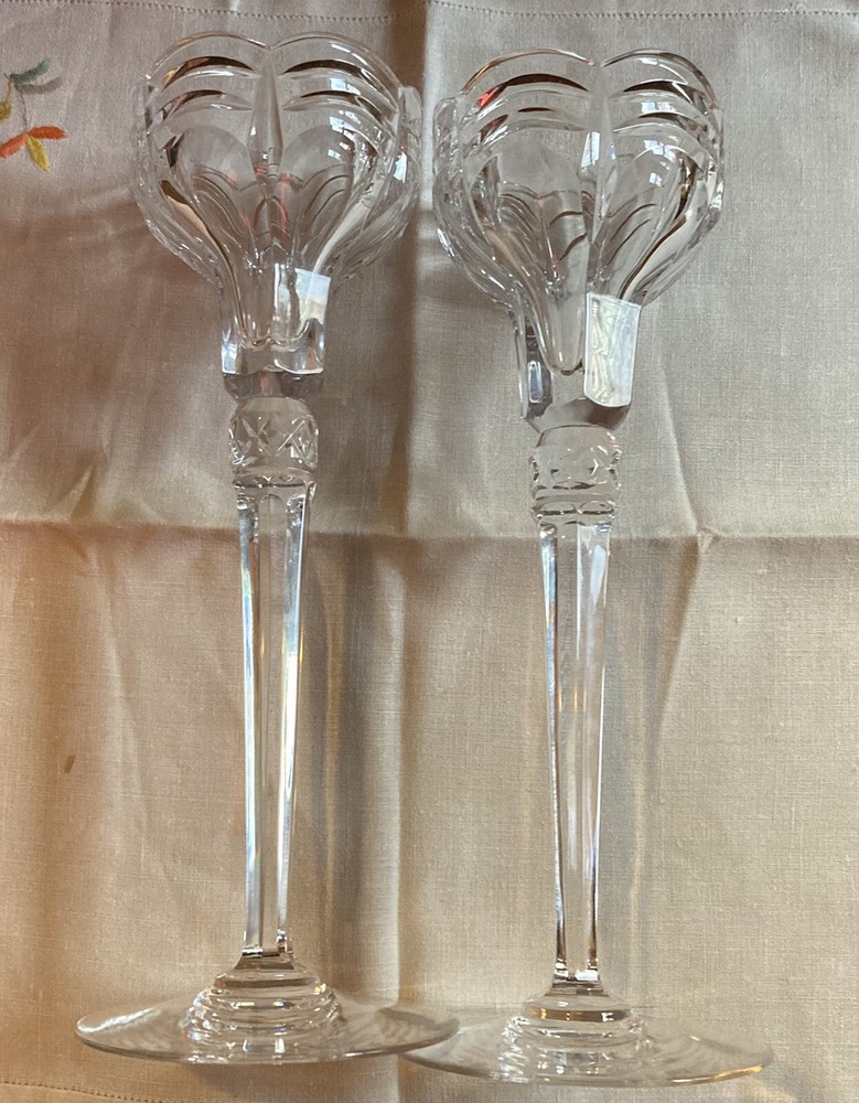 Pair of Rogaska Crystal Single Candlestick Aristocrat 10 1/2″