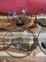 SET OF 4 FOSTORIA Debutante Smoke Grey 4 1/4″ Champagne/Tall Sherbet Glasses