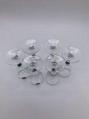 Set Of 6 Cristal d’ Argues France Venice Emerald Teardrop Crystal Sherry Glasses