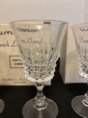 Vintage Set Of 4 W.M. Dalton French Lead Crystal Wine Glasses In Boxes