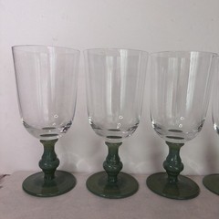 (6) Vintage Isabelle Green Iced Tea Goblets Glasses VILLEROY & BOCH Jade Stamped