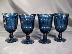 Noritake Provincial Colonial Dark Blue Iced Tea Glasses Set of 4