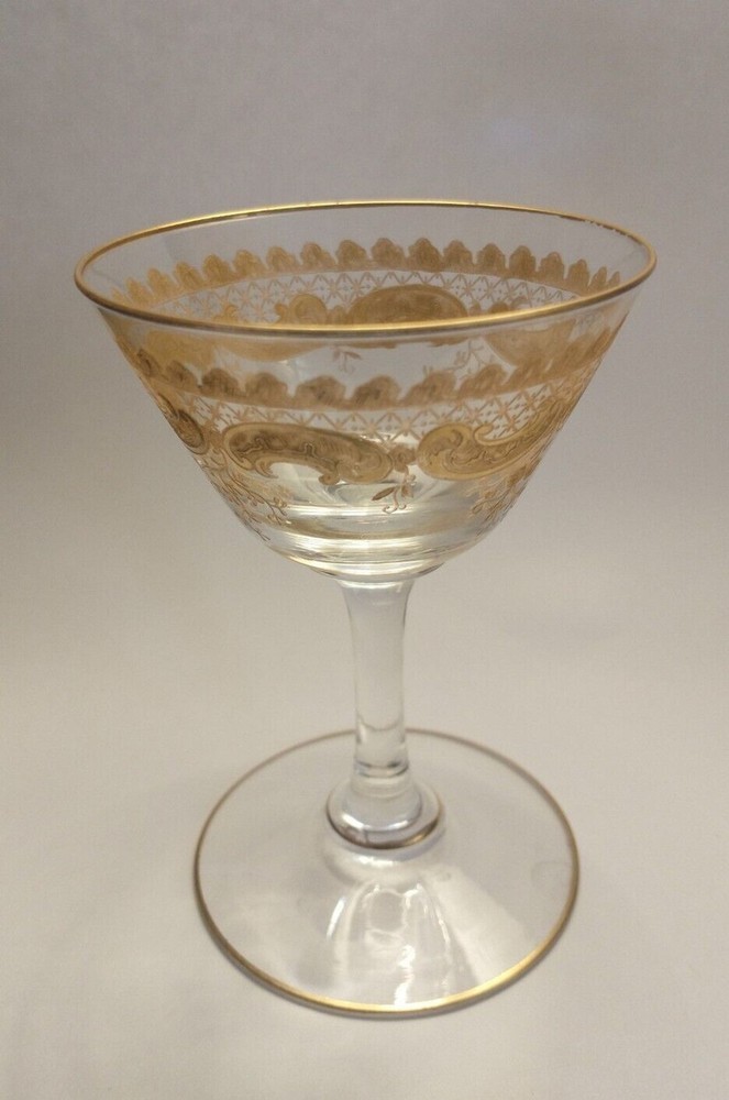 ST LOUIS CRYSTAL STL22 Early Gold Rim Wine Claret Cocktail Glass Scroll