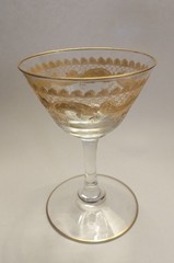 ST LOUIS CRYSTAL STL22 Early Gold Rim Wine Claret Cocktail Glass Scroll