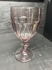2 Gorgeous Vintage Libbey Pink Plum Duratuff 6.75” Glass Water Goblets