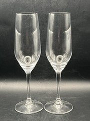 Riedel Crystal Champagne Flutes Signed Set of Two | Posh
