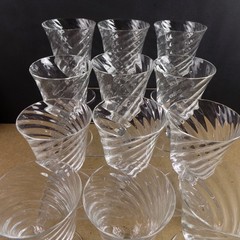 12 Asprey of London Crystal Goblets Swirl Pattern Signed 6.25″ Tall VGC