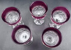 VTg Indiana Colony Glass Kings Crown Ruby Flashed Thumbprint Liquor 4-1/8”