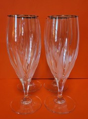 4 MIKASA Crystal FLAME D’AMORE PLATINUM Iced Tea Glasses 8.5″
