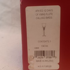 WATERFORD 12 Days of Christmas 4 FOUR CALLING BIRDS Champagne Flute Charm Ribbon