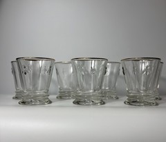 La Rochere Gold Rim Bee Tumblers Set of 7 French Glass 9 Oz Napoleon France