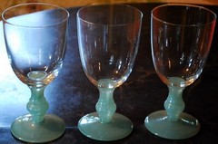 Vintage Set 3 ISABELLE GREEN Water Goblets Glasses VILLEROY & BOCH Jade 6 7/8″