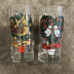 Vintage Indiana Glass Twelve Days of Christmas 12oz Tumblers COMPLETE set USA