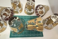 Vintage Glasses Culver LTD Florentine Gold 22K Low Ball Signed Set of 8