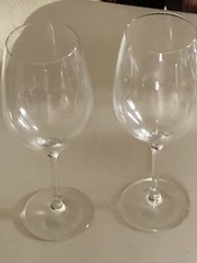 2 VTG RONA SLOVAKIA CLEAR CRYSTAL RED WINE GLASSES PULLED STEM 22 OZ 9,75”