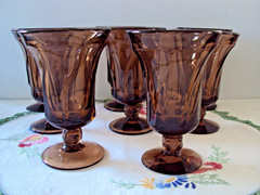 8 Vintage Fostoria Iced Footed Tea Glasses JAMESTOWN BROWN 1961-1980
