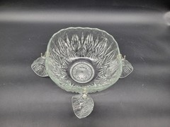 Vintage Hazel Atlas Williamsport Clear Glass Star & Fan Punch Bowl w/ 3 Cups