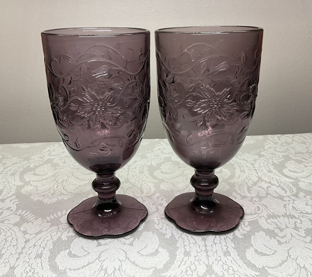 Princess House Fantasia Poinsettia Amethyst 16 Oz Iced Tea Glass – Set of 2