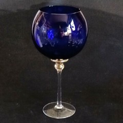 UNION STREET SIENNA COBALT WINE GLASS, Hand Blown, LARGE, Blue, 10 1/4″, 34 oz