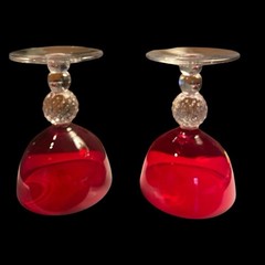2 Morgantown Ruby Red Glass Golf Ball Blown Glass 4 1/8 Inches, 3 1/2 Ounce