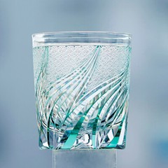 Hand Cut To Clear Whiskey Glasses Edo Kiriko Crystal Glass Tumbler Green 9oz
