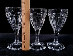 3 Antique Early 1900s 6-Paneled EAPG Small Wine Or Juice Glasses Unmarked VFINE