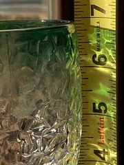 Clear Crackle Frost Juniper Green Rimmed Water Goblet by Libbey 3.6″ Diameter