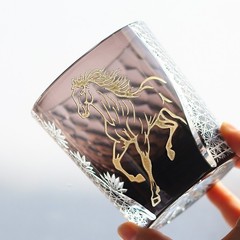 Black Gold Horse New Style Whisky Glass 8oz Handmade Crafts Best New Year Gift
