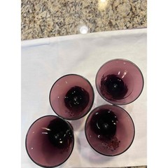 Amethyst Stemware Floral Liqueur Glasses