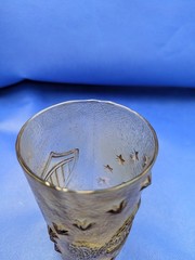 VINTAGE AMBER TUMBLER GLASS With Eagle-Shield-Patriotic Stars Made In Italy