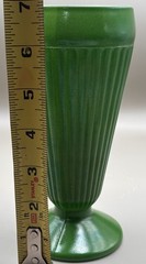 2 Vintage Old Fashioned Ribbed MILKSHAKE GLASS Retro MCM Yellow And Green