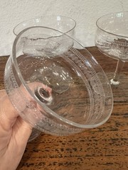 Vintage Delicate Stemmed Coupe Champagne Pedestal Glasses – Set of 3