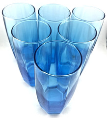 Cristar Sky Blue Amadeus 6 1/2″ Cooler Glass Tumblers 16 oz Set of 6