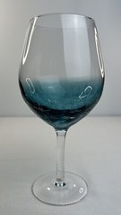 Pier 1 Crackle Teal Blue Balloon Red Wine Glasses Goblets, x2