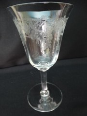 Unknown Maker UNK1414 Clear Panel Optic Glass Etched Thistle Water Goblet VGUC