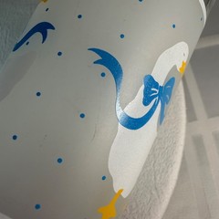 Vintage Libbey COUNTRY GOOSE Aunt Rhody frosted drinking glass blue ribbon