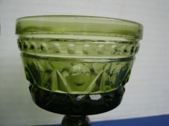 2 VTG 1970’s Indiana Colony Park Lane Green 4 1/4″ Dessert Cups Pressed Glass