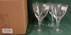Tiffin Crystal DELTA #17596 Water Goblet Stems SET OF FOUR *MINT IN BOX*